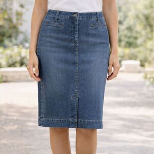 Talbots Medium Wash Denim Pencil Skirt Size 6 Classic Mid-Wash Knee Length Y2K